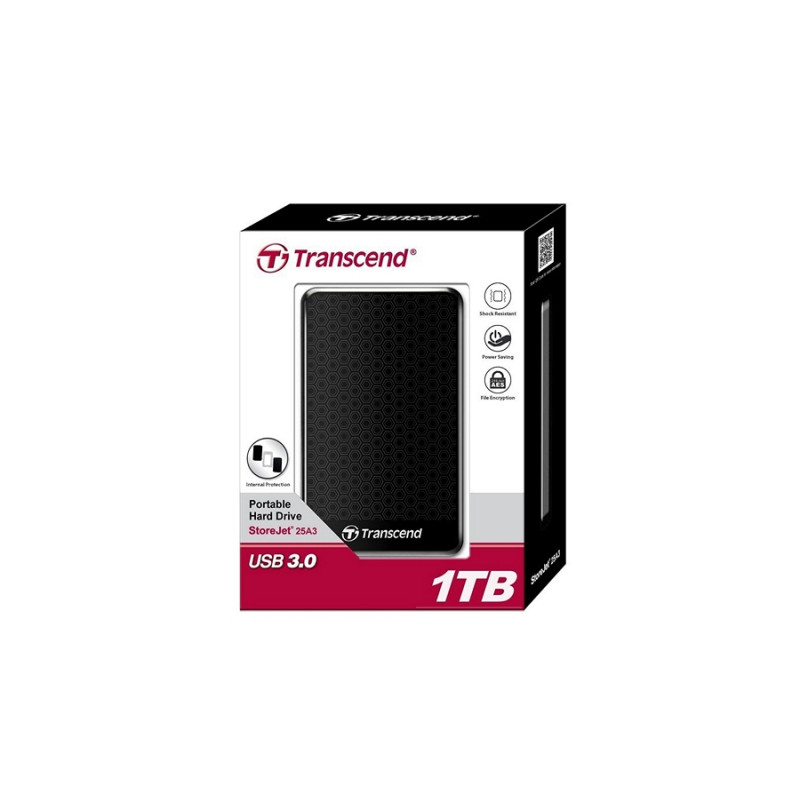 Внешний жесткий диск 1.0TB Transcend StoreJet 25A3, Black