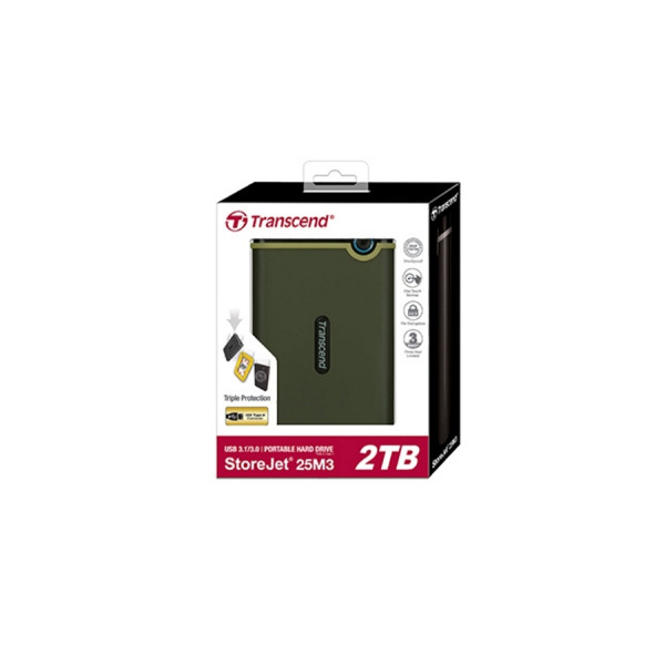 Внешний жесткий диск 2.0TB Transcend StoreJet 25M3G, Military Green