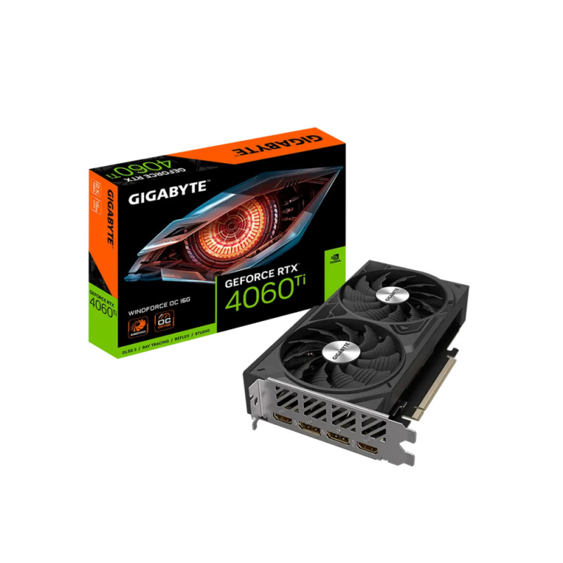 Placa Video Gigabyte GeForce RTX 4060 Ti WindForce OC, GV-N406TWF2OC-16GD
