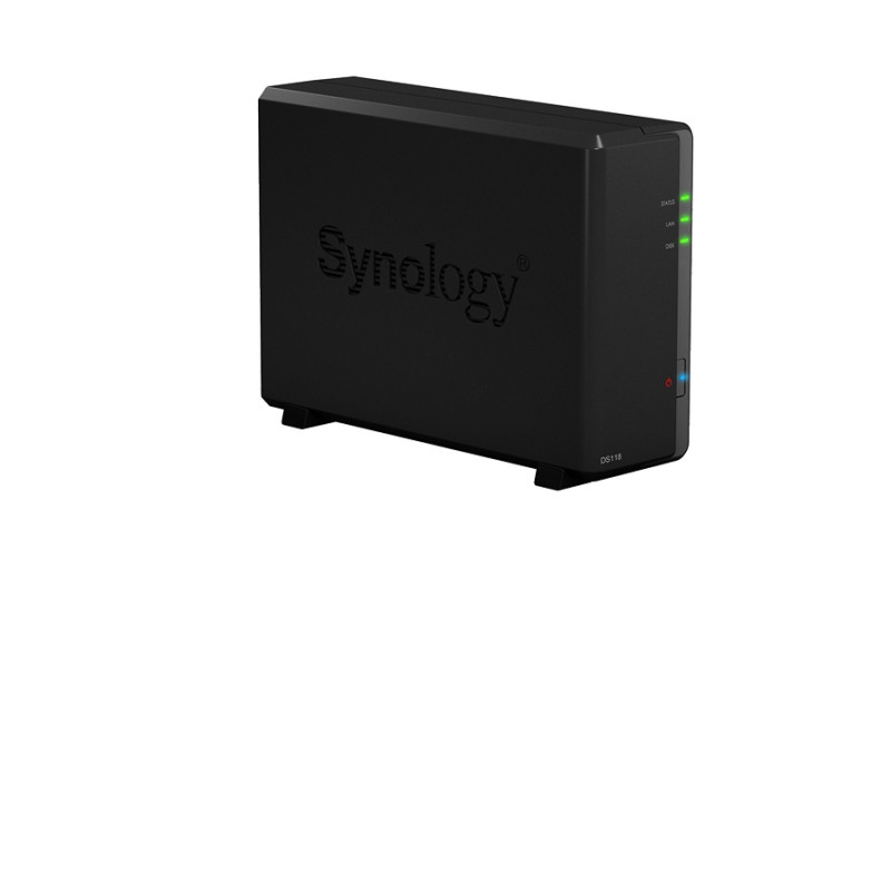 1-bay NAS Server Synology DS118 (Realtek RTD1296 Quad-Core, 1.4GHz, 1Gb DDR4), Black