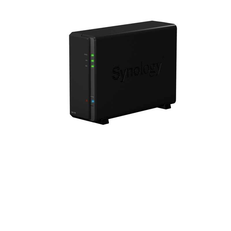 1-bay NAS Server Synology DS118 (Realtek RTD1296 Quad-Core, 1.4GHz, 1Gb DDR4), Black