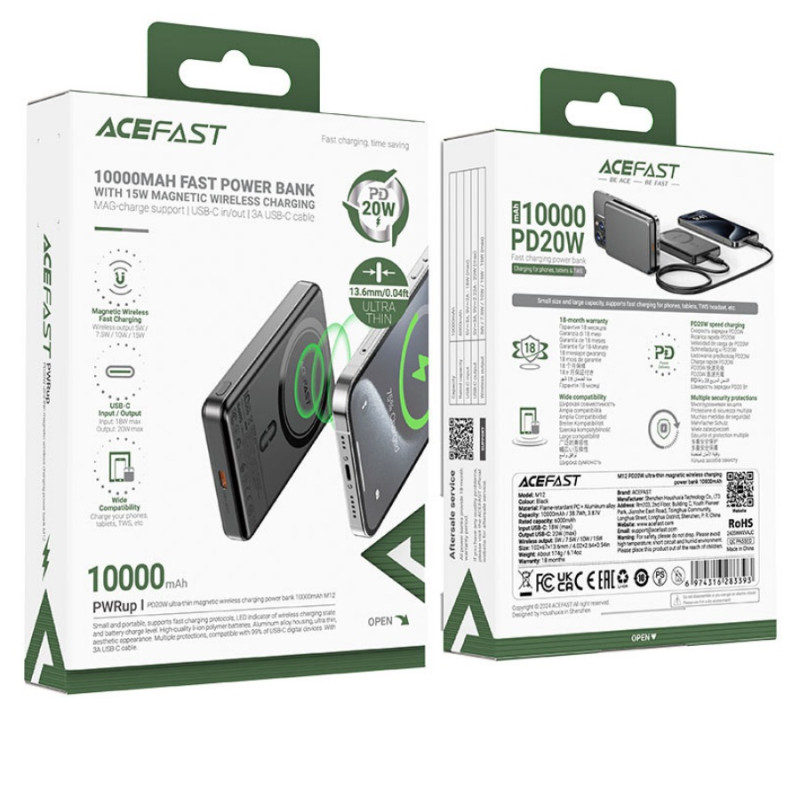 Пауэрбанк 10.000 mAh - Acefast M12 PD20W