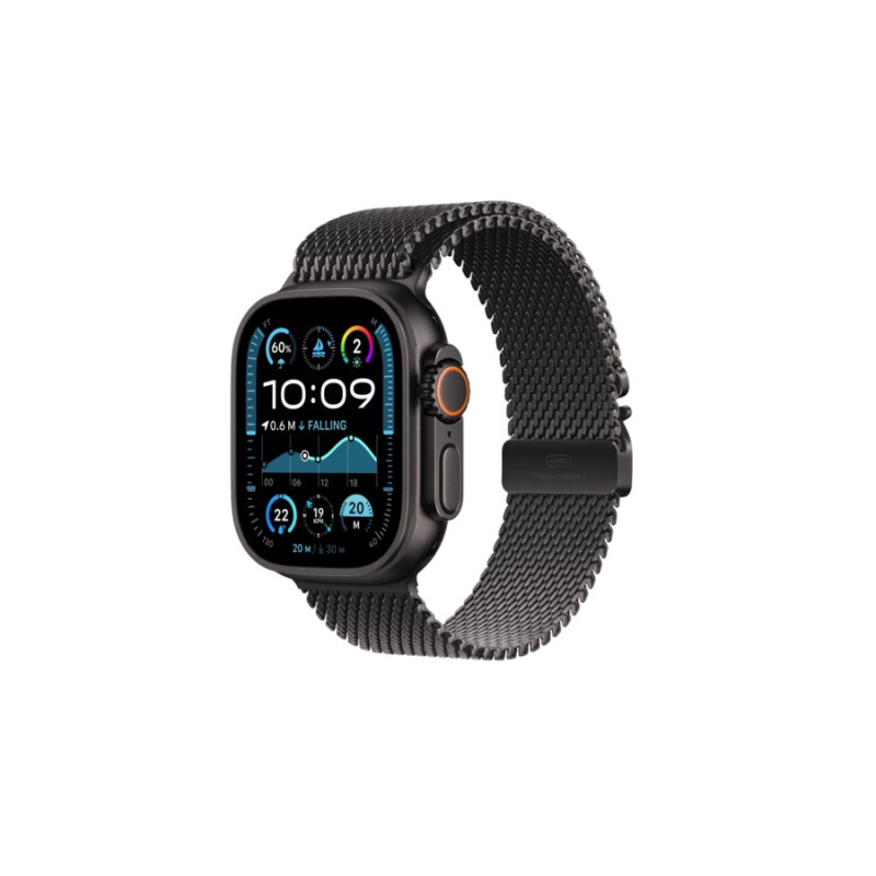 Умные часы Apple Watch Ultra 2 GPS + Cellular, 49mm Black, Titanium Case with Black Titanium Milanese Loop - Medium, MX5U3