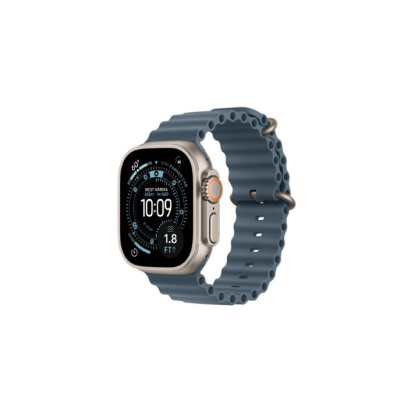 Smartwatch Apple Watch Ultra 3 GPS + Cellular, 49mm Natural Titanium Case with Anchor Blue Ocean Band, MEWH4 EU