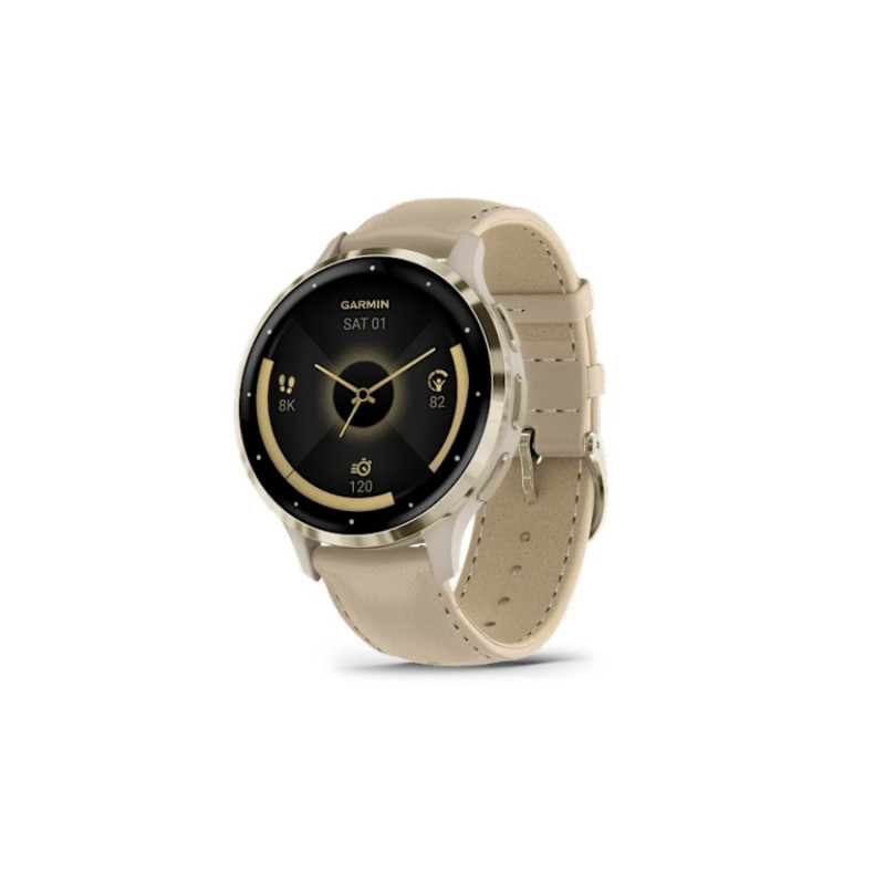 Smartwatch Garmin Venu 3S, French Gray / Soft Gold, Leather