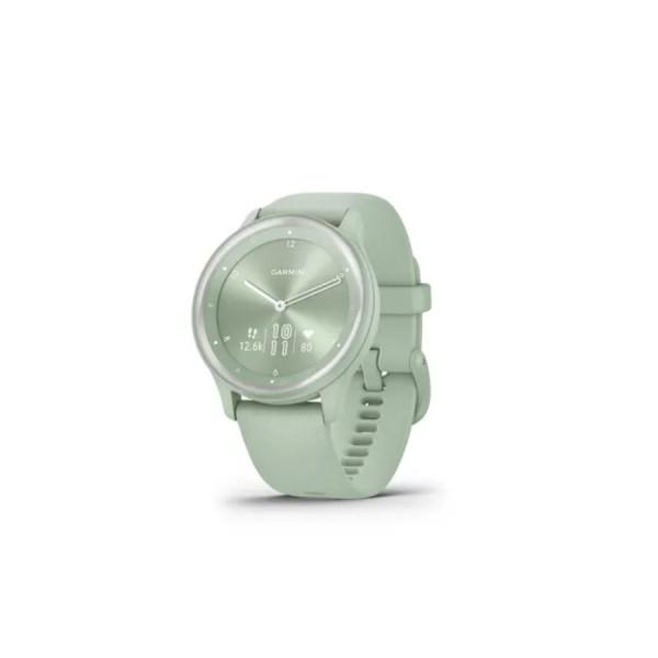 Smartwatch Garmin Vivomove Sport, Cool Mint Case and Silicone Band with Silver Accents