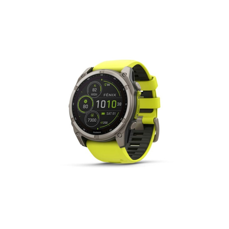 Умные часы Garmin fenix 8 – 47 mm, Titanium with Amp Yellow/Graphite Silicone Band