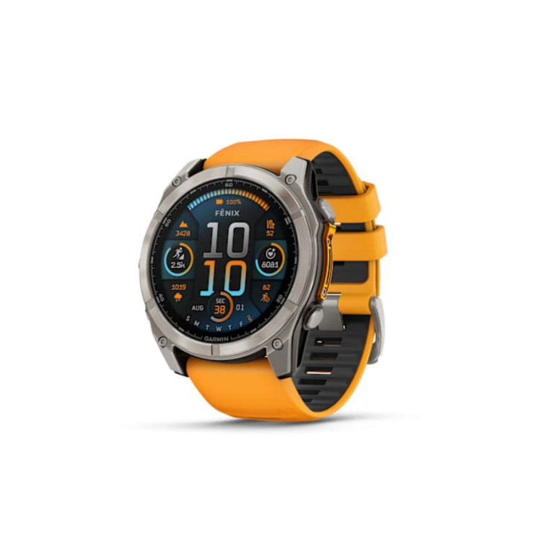 Smartwatch Garmin fenix 8 – 51 mm, Titanium with Spark Orange/Graphite Silicone Band