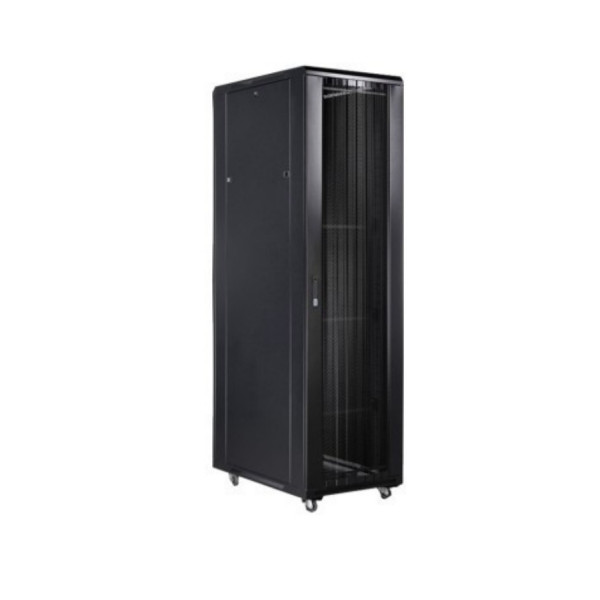 Стеллаж напольный стандартный 42U, SN-IRON 42U-06-06-ДП-ПГ-2БГ, 600х600х2035, дверца перфорированная, черный