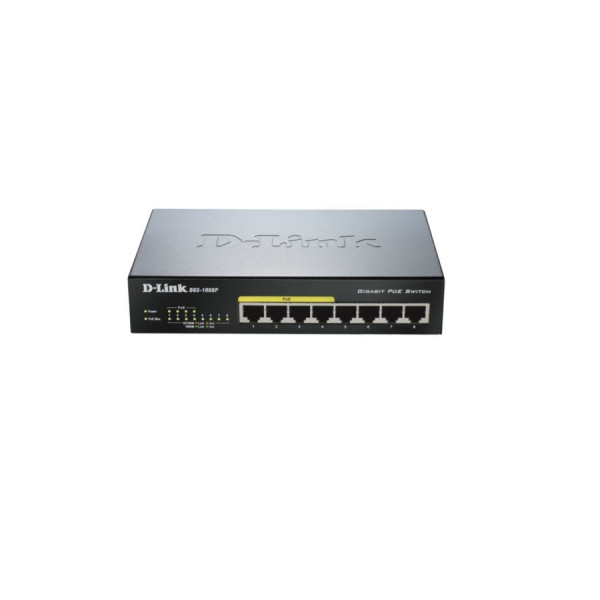 D-Link DGS-1008P/E1A, 8 портов 10/100/1000Мбит/с, POE