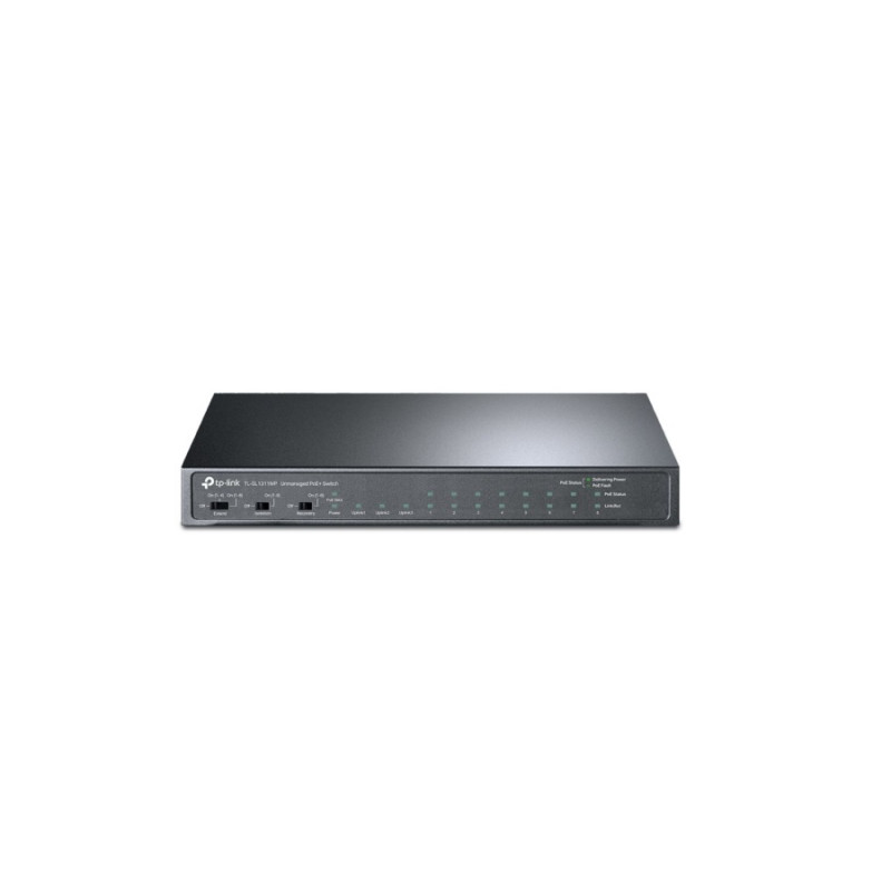 TP-Link TL-SL1311MP, 8-портовый коммутатор 10/100 Мбит/с POE+, 8 портов PoE+ 2xGbE, бюджет 124 Вт