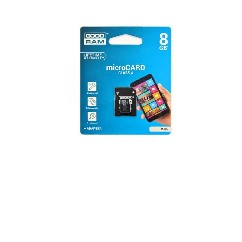 8Gb MicroSD Class 4, GOODRAM "M40A-0080R11", SD adapter