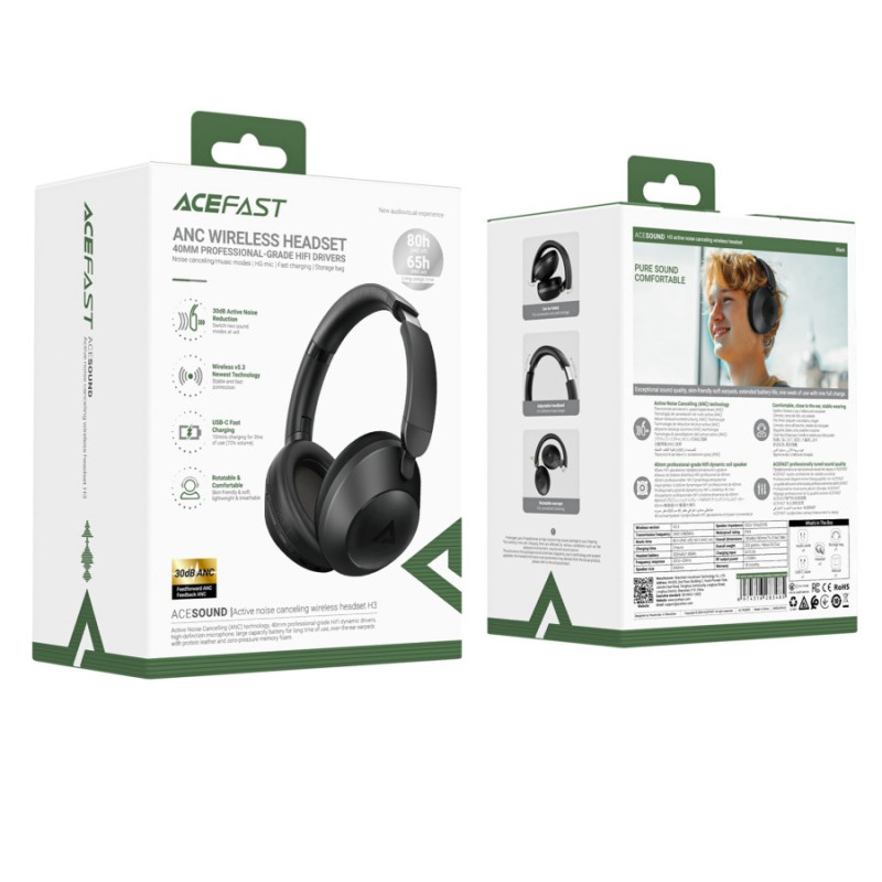 Наушники Acefast H3 Bluetooth 5.3, Black
