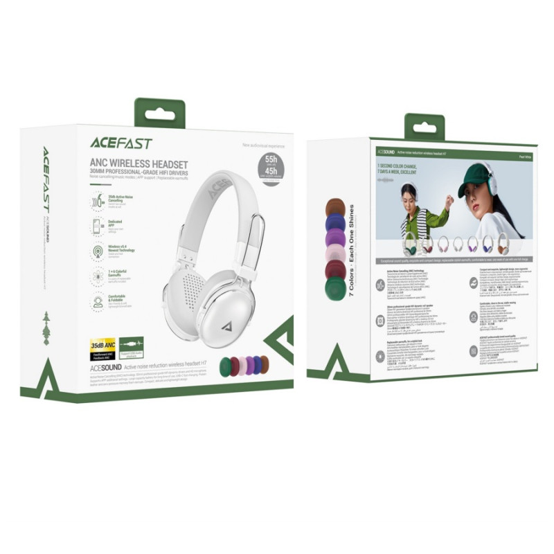 Наушники Acefast H7 Bluetooth 5.3, Pearl White