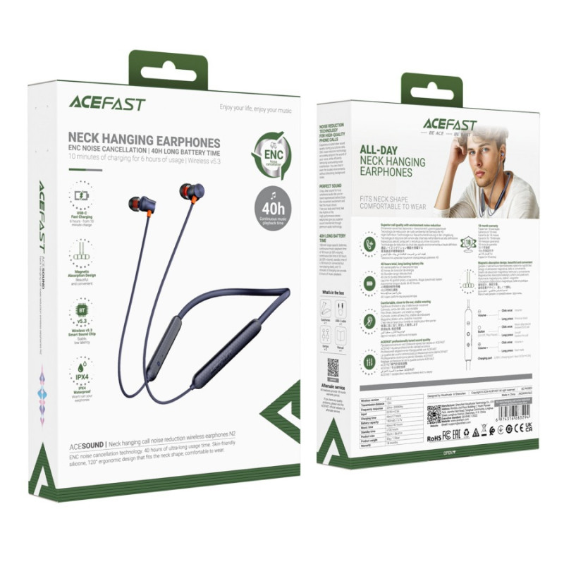 Наушники Acefast N2 Bluetooth 5.3, Navy Blue