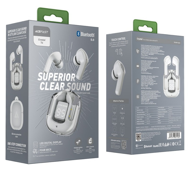 Casti Acefast T6 Bluetooth 5.3, Modern Grey