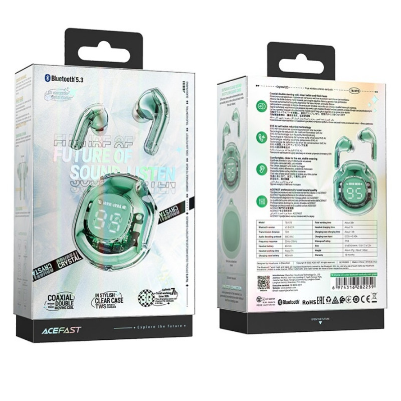 Наушники Acefast T8 Bluetooth 5.3, Mint Green