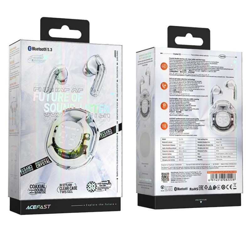 Наушники Acefast T8 Bluetooth 5.3, White Moon