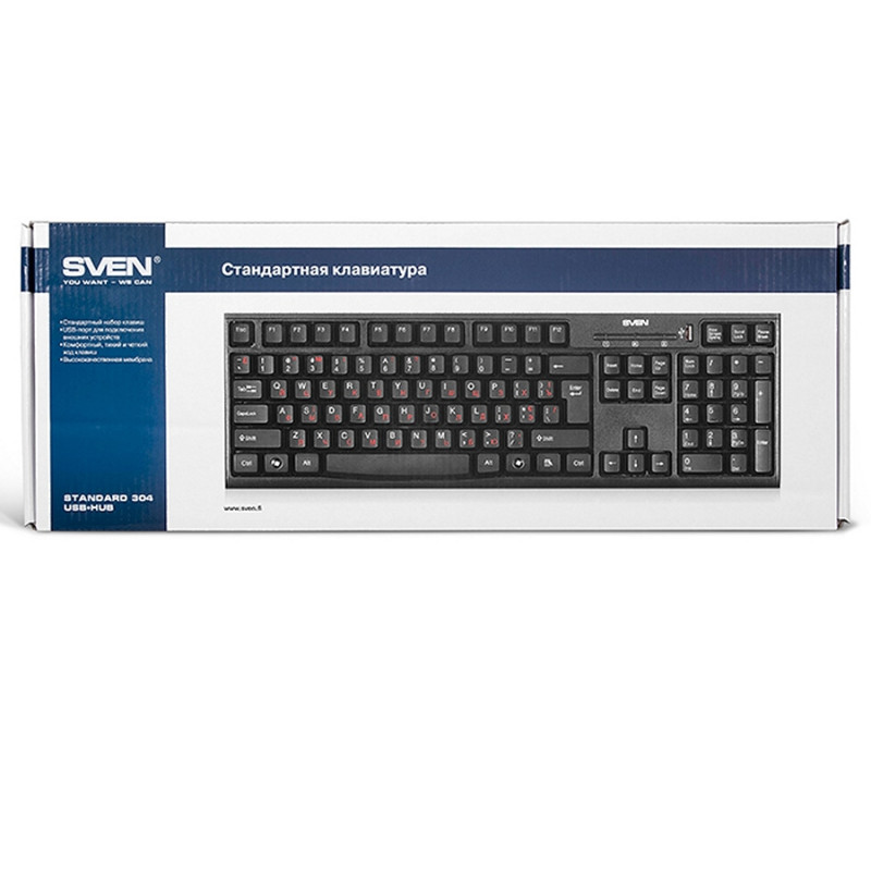 Keyboard Sven Standard 304, EN/RU, Black