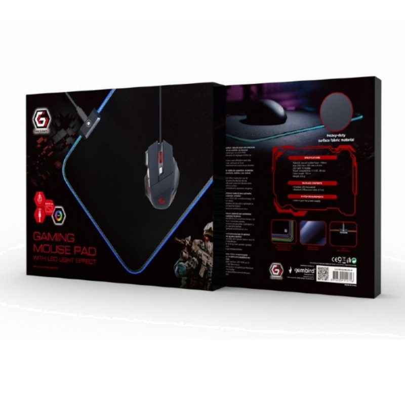 Коврик для мыши Gembird MP-GAMELED-M, Black