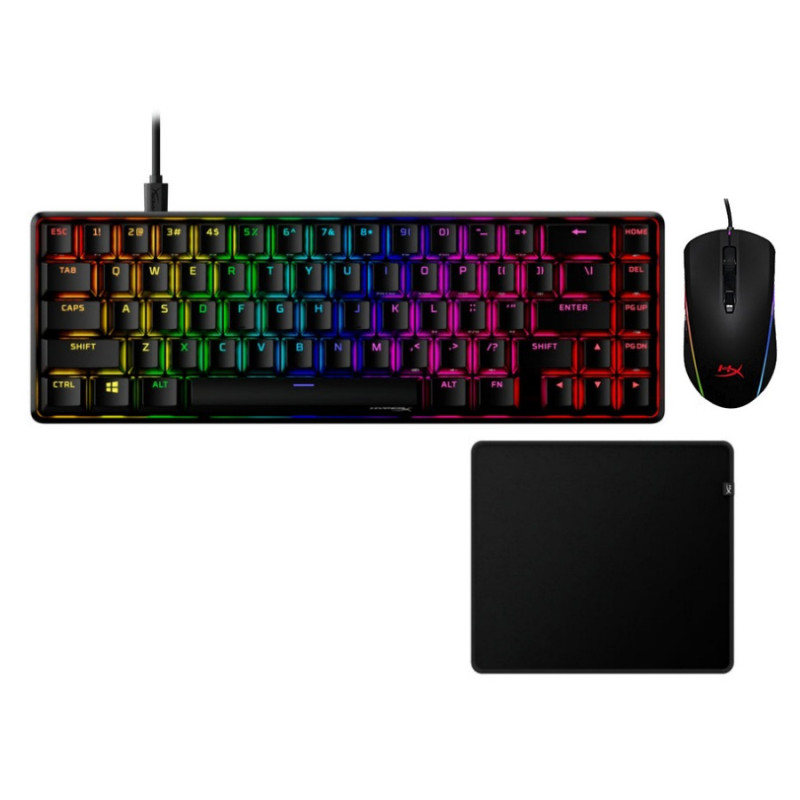 Набор Gaming 2, клавиатура HyperX Alloy Origins 65, черный + мышь HyperX Pulsefire Surge Gaming, черный + коврик для мыши HyperX Pulsefire Mat L, черный