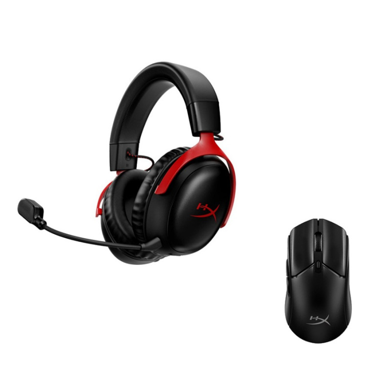 Комплект Gaming 5, наушники HyperX Cloud III, черный/красный + мышь HyperX Pulsefire Haste 2 Core, черный