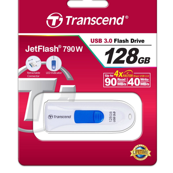 USB-накопитель 128GB Transcend JetFlash 790, White/Blue