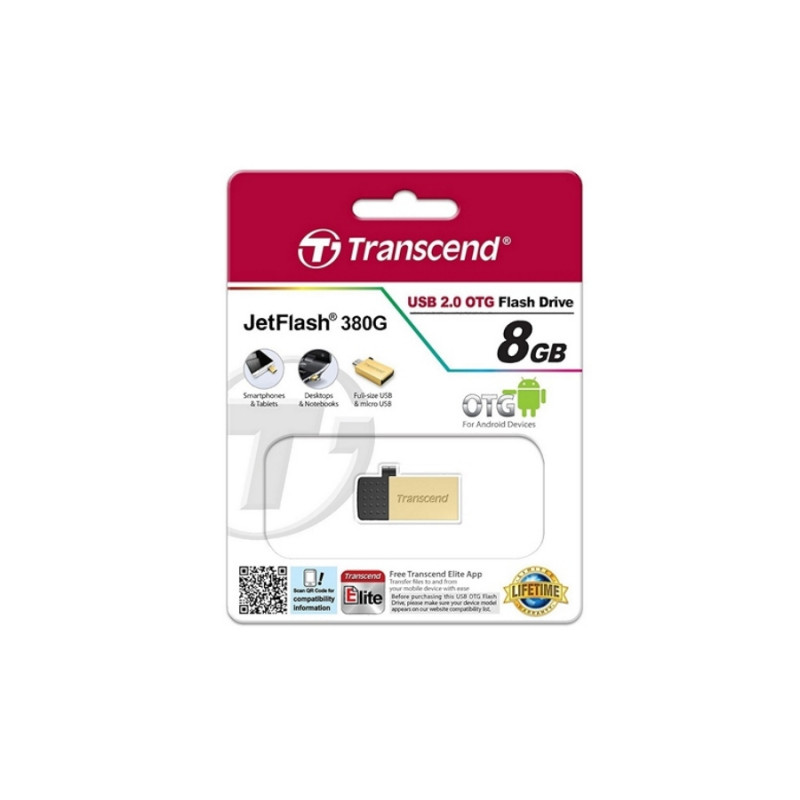 8GB Transcend JetFlash 380 OTG, Gold
