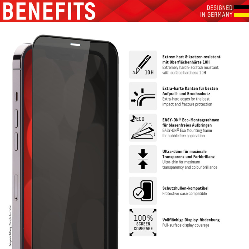 Стекло Privacy Glass FC Apple iPhone 12/12 Pro, полное защитное стекло, Eco-Frame, Acc