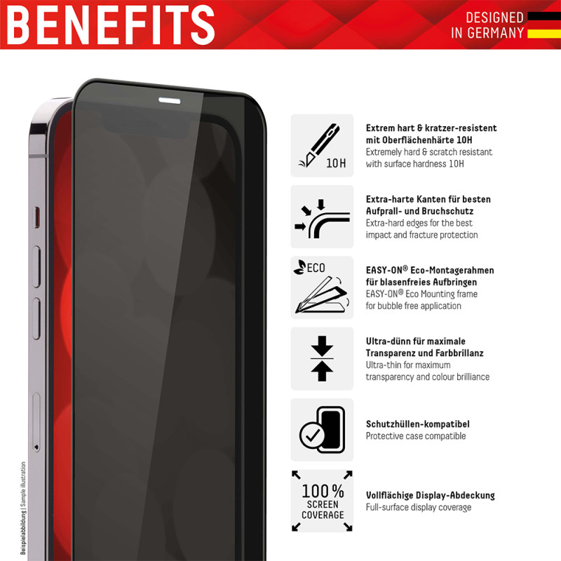 Стекло Privacy Glass FC Apple iPhone 13 Pro Max/14 Plus, полное защитное стекло, Eco-Frame, Acc
