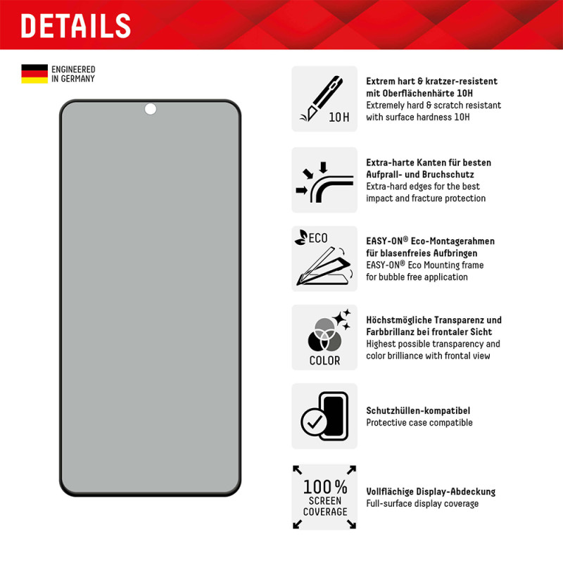 Стекло Privacy Glass FC Samsung Galaxy S22+/S23+, полное защитное стекло, Eco-Frame, Acc