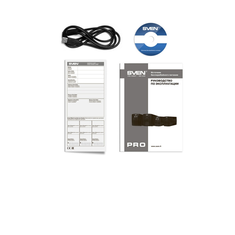ИБП SVEN Pro 650 (LCD,USB), Black