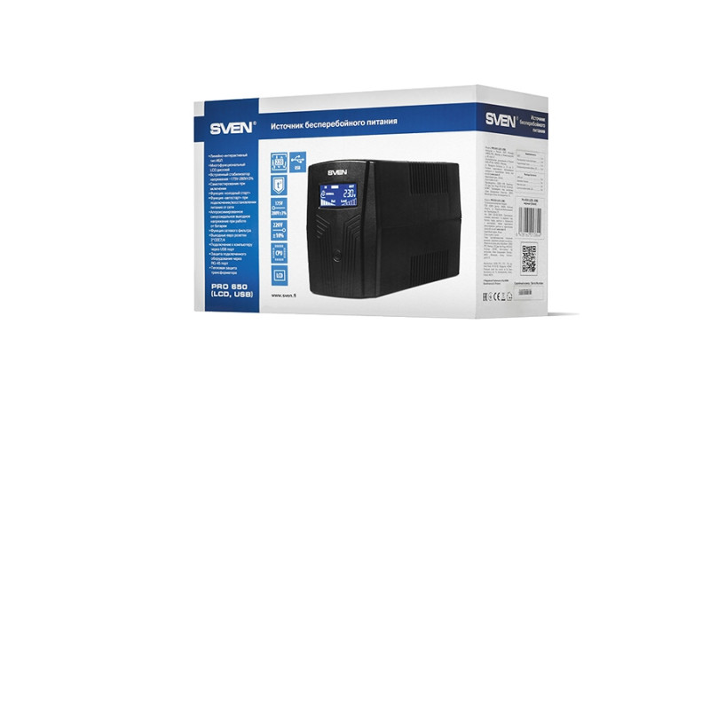 ИБП SVEN Pro 650 (LCD,USB), Black