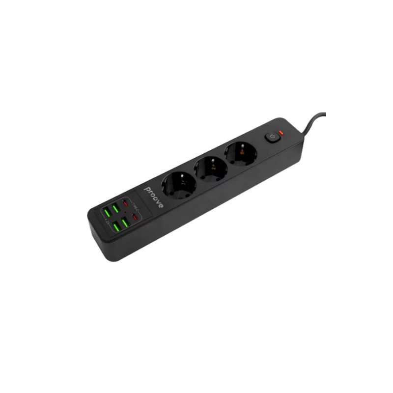 Сетевой фильтр Proove P-03 (3USB+ 2TYPEC) 2M, Black