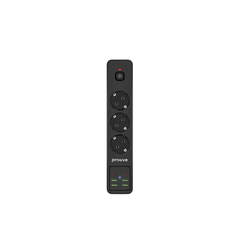 Сетевой фильтр Proove P-03 (3USB+ 2TYPEC) 2M, Black