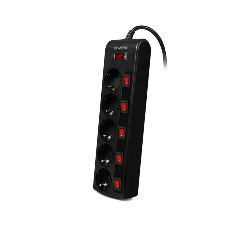Сетевой фильтр Sven SF-05PL, Black, SV SF-05PL_3.0m_B