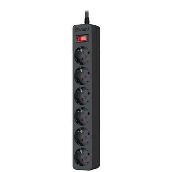 Сетевой фильтр Sven SF-06E, 6 Sockets, 3 m, Black