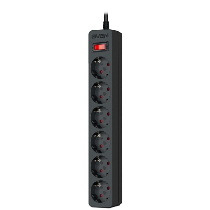 Сетевой фильтр Sven SF-06E, 6 Sockets, 1.8 m, Black