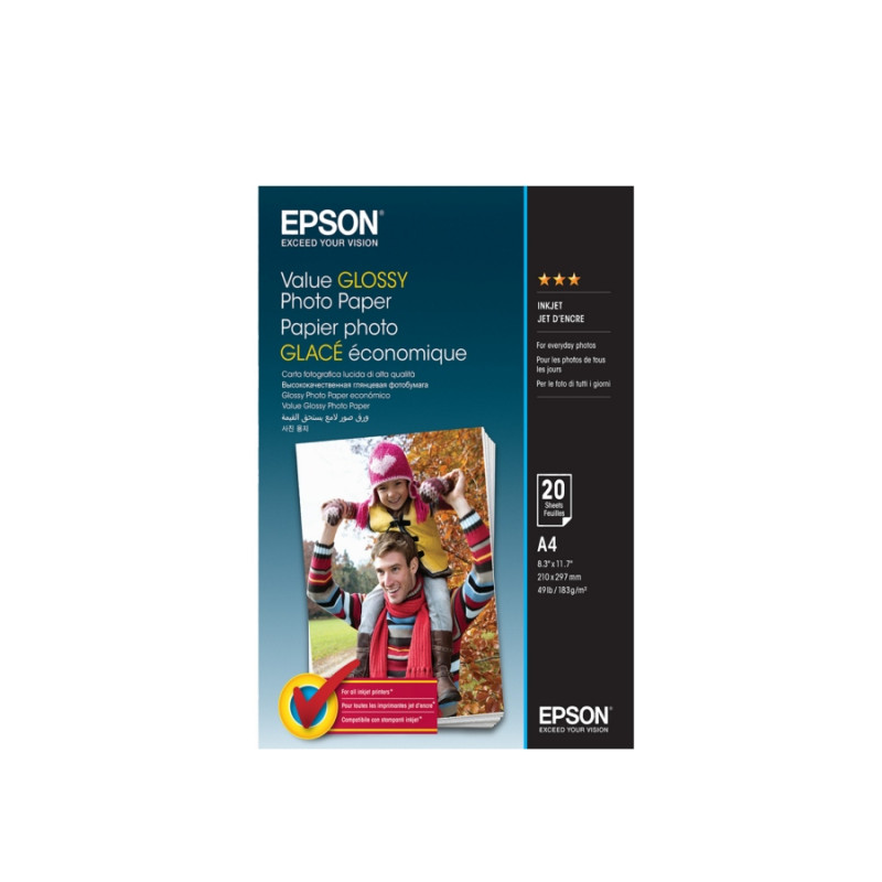 A4 Epson Value Glossy Photo Paper, 20 buc