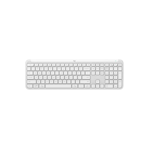 Wireless Keyboard Logitech K950, Ultra thin, Quiet Typing, F-keys, Smart Actions, Flow, 2xAAA, 2.4Ghz+BT, EN, White