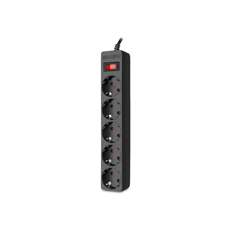 Surge Protector Sven SF-05E, Black, 1.0m