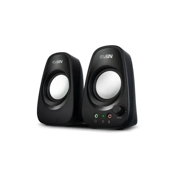 SVEN 190 Black (USB),  2.0 / 2x3W RMS, USB power supply, Headphones and microphone inputs, Rotary volume control 