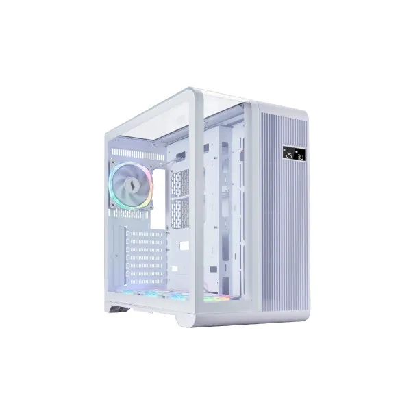 Case 1STPLAYER RT7 WHITE, ATX w/o PSU, Tempered glass on three sides, LED display monitors CPU/RAM/Temp, FC7R-W 