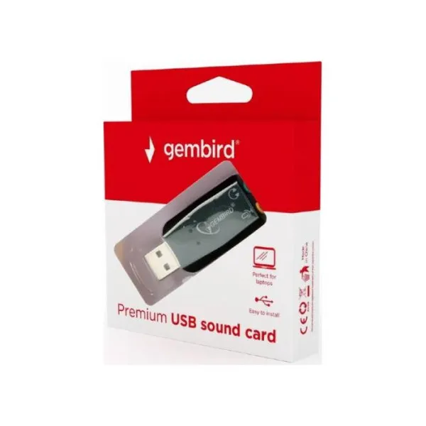 Gembird SC-USB2.0-01 "Virtus Plus"  USB Sound Card,  connectors: USB A-type male, 3.5mm stereo headphone jack, 3.5mm microphone input jack, 3.5 mm line-in jack,  CMedia CM108B