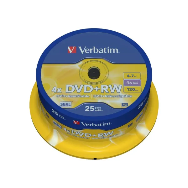 Verbatim DataLifePlus DVD+RW SERL4.7GB 4X MATT SILVER SURFAC - Spindle 25pcs.