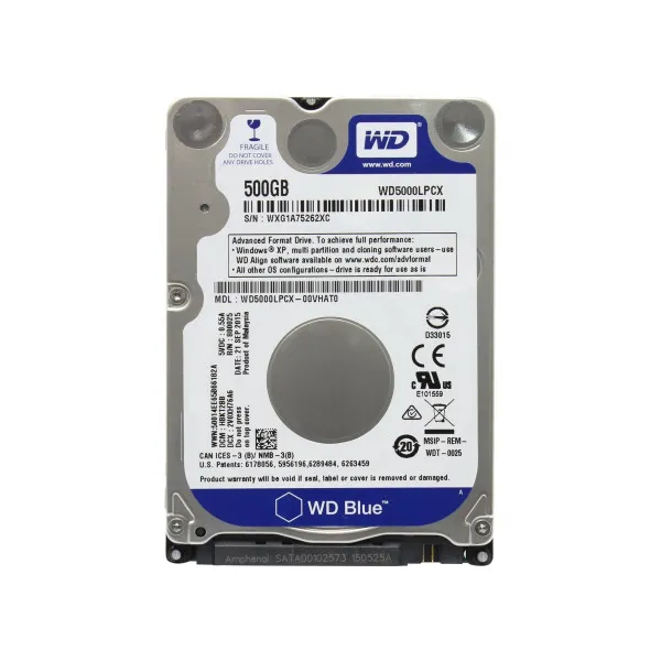 Жесткий диск Western Digital WD5000LPCX Blue 500 ГБ, 5400 об/мин, 16 МБ, 7 мм, SATAIII, NP.