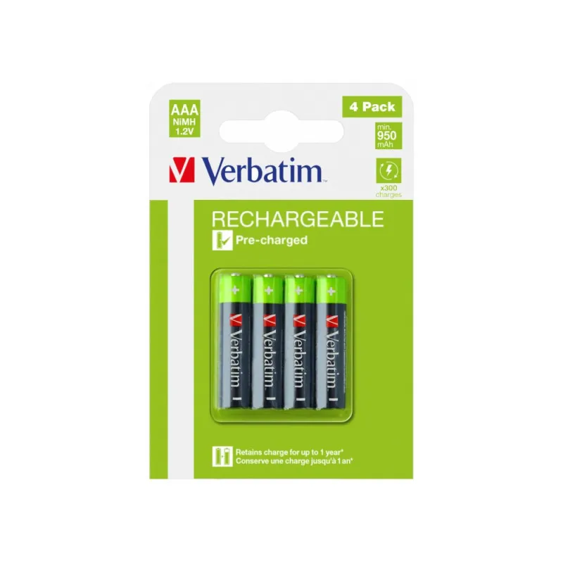 Verbatim Rechargeable Battery AAA/ HR03 950 mAh, 4 Pack