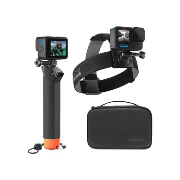 GoPro Adventure Accessories Kit, Includes: 1x Head Strap + Qiuick Clip 2.0, 1x Floating Hand Grip, 1x Transport Bag