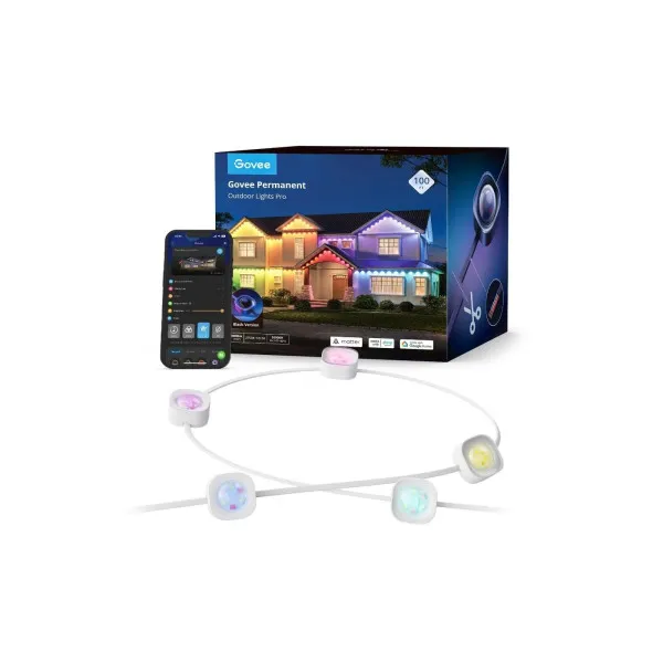 Outdoor Lights  GOVEE RGBICW Permanent Outdoor Lights 2 30M, 72 Lights, Wi-Fi + BT, App, Matter Compatible, DIY 
