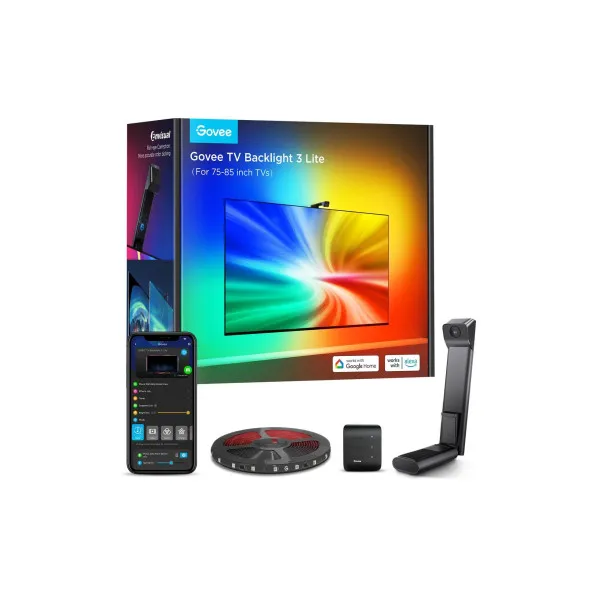 TV Light Strip  GOVEE RGBIC TV Backlight 3 Lite (75”-85”), Wi-Fi + BT, Multicolor, Matter Compatible, Zonal Color 